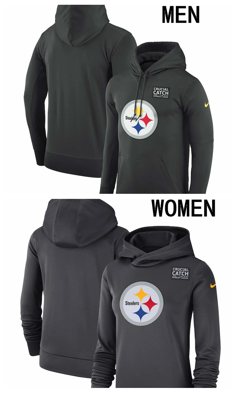 Питтсбург для мужчин и женщин толстовка Steelers Crucial Catch Performance Американский Футбол Толстовка Антрацит