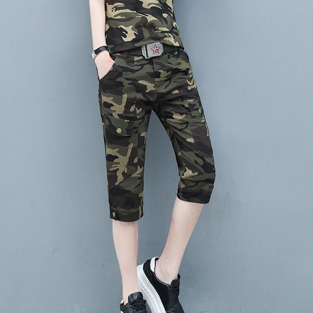 camouflage cropped trousers