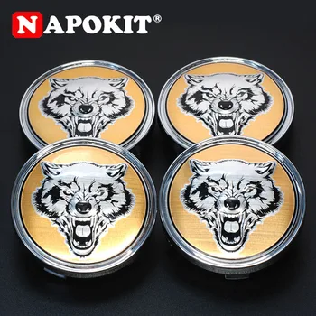 

4pcs 60mm Luxury 3D Emboss Wolf Head Car Wheel Center Caps Car Wheel Rim Replacement Parts Decorative Dust-proof Hub Cap