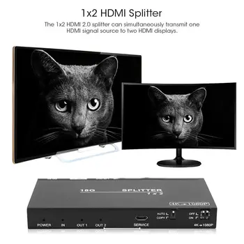 

1x2 18G HDMI 2.0 Splitter Adapter Switcher 4:4:4 with Audio Extract up to 4K2K 60hz (4:4:4) and HDCP 2.2 resolution
