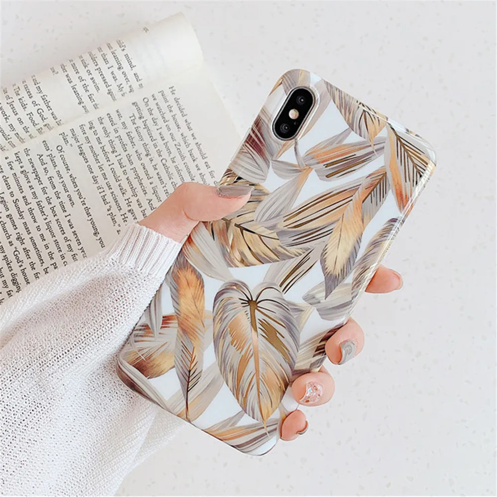 Lovebay гальванический Винтажный Золотой лист чехол для телефона для iPhone 11 Pro X XR XS Max 6 6S 7 8 Plus Мягкий IMD достойный чехол-накладка в подарок