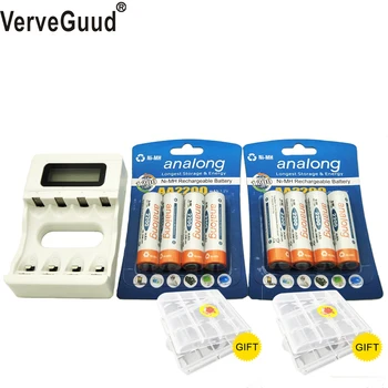 

VerveGuud Intelligent USB LCD Display Charger For aa/aaa Battery + 8Pcs AA 2200mAh 2a aa NI-MH 1.2V Rechargeable Batteries