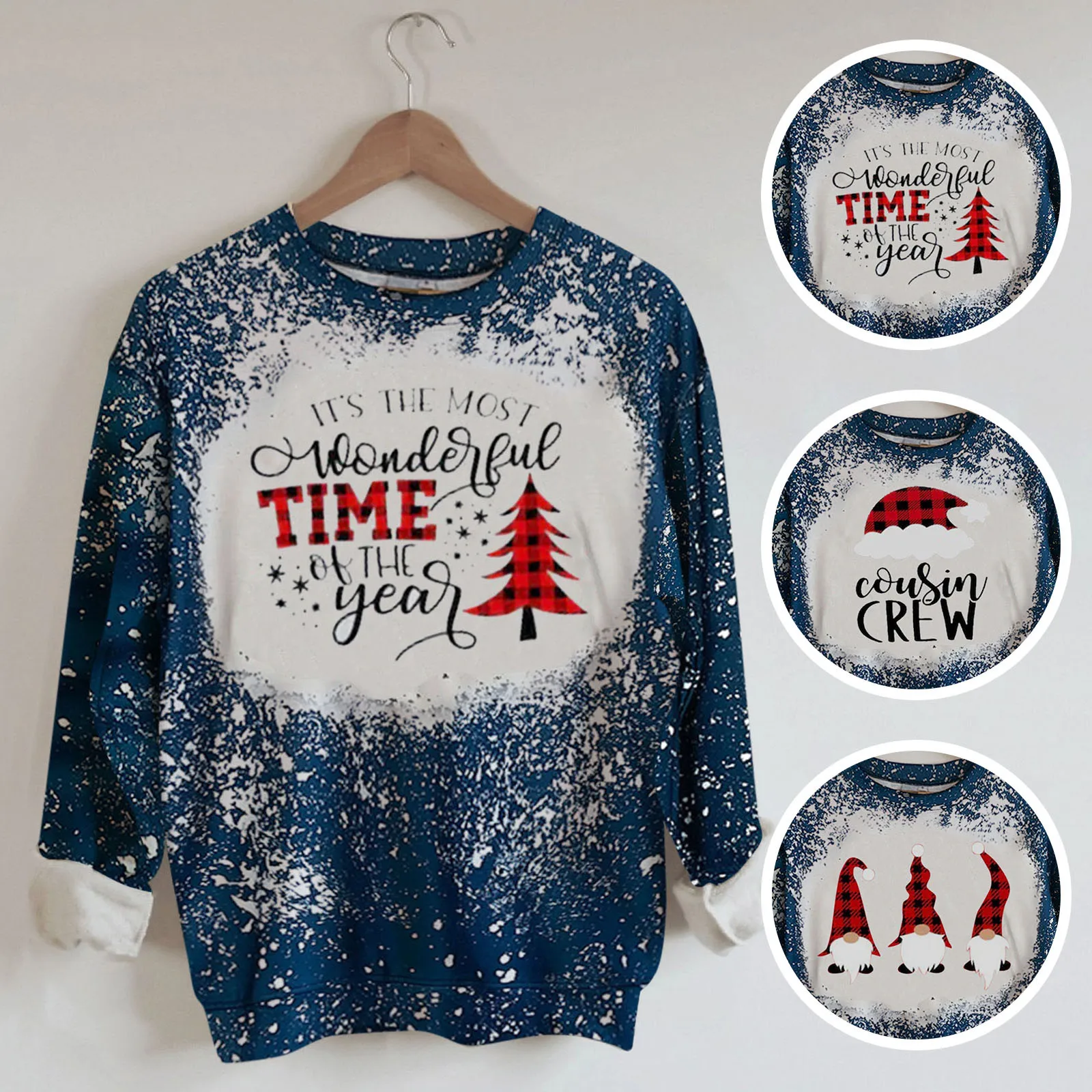 Sweatshirts Undefined Casual Christmas Printing Raglan Long Sleeve Shirts Hoodies Tops Winter Clothes Women свитера женские 2021 1