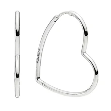 Panduloso grande assimétrico corações de amor hoop brincos originais 925 prata esterlina coração brinco para mulher jóias acessórios(China)