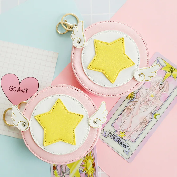 

Card Captor Sakura Kinomoto Cute Lovely Wings Coin Purse Wallet Girls Circular Small Money Bag Key Ring Pouch Gift