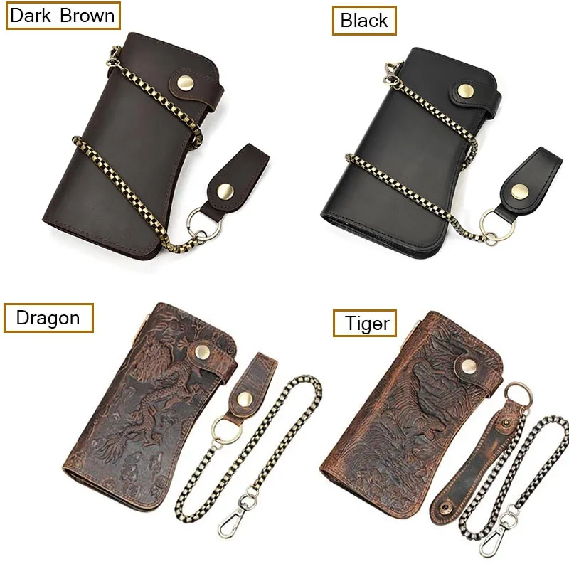 Genuine Leather Bifold Long Wallet Snap Card Holder Purse Zipper Coin Rfid Pocket Mens Vintage Crazy Horse Leather Chain Wallet 5 H5e6cf09251e143f1bf1a33a43999c6b0c