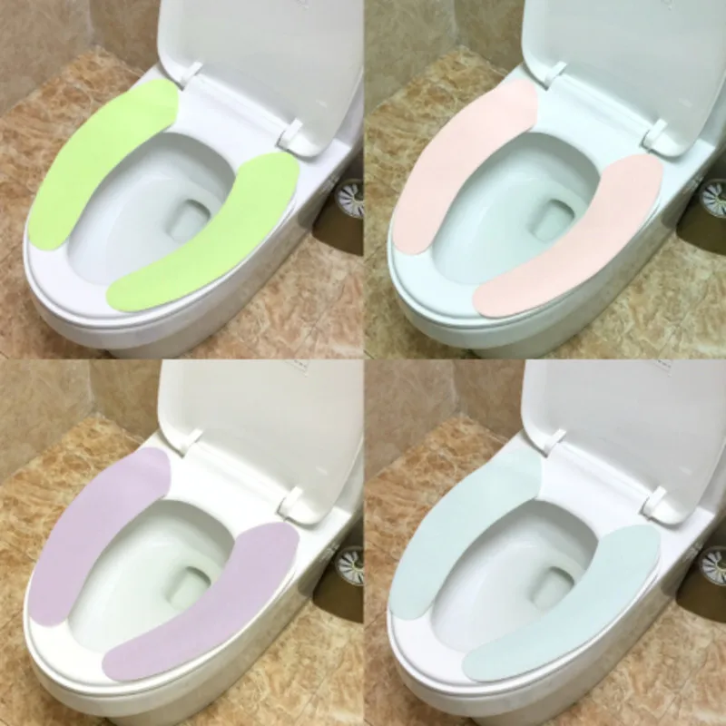 

Toilet Seat Cover WC Paste Toilet Seat Lid Cover Pad Can Be Cut Solid Color Washable Toilet Stickers Home Travel Seat Mat