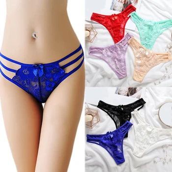 

Lace Hollow Out Underwear 1PC Fashion Sexy Low Waist Lady Perspective Women Breathable Panties G-string Cotton Sexy Thong