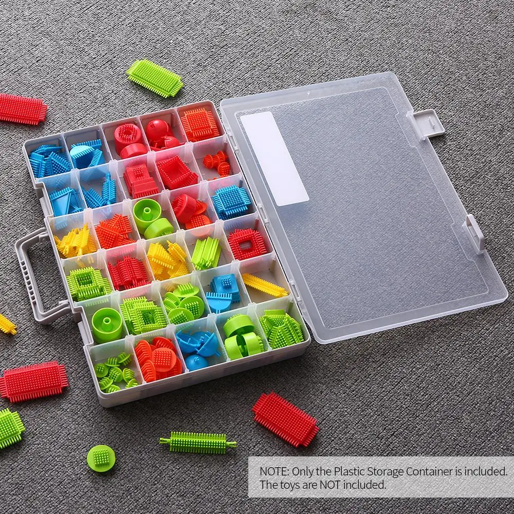 

New Plastic Storage Box Container Accessories Storage Case with Carrying Handle Adjustable Dividers 30 Grids For Earrings Rings