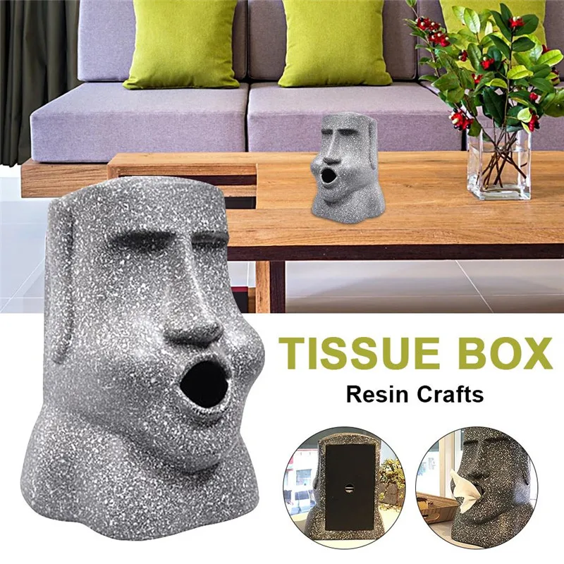 

Creative Statue Tissue Box Resin Easter Human Face Stone Decorations Household Baby Wipes Boxs Distinctive Birthday Gift