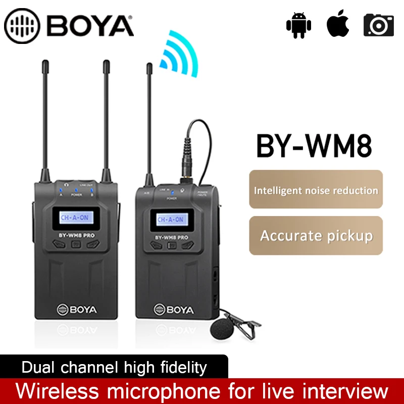 BOYA BY WM8 Pro K1 K2 UHF двойной беспроводной микрофон для интервью аудио видео ресивер