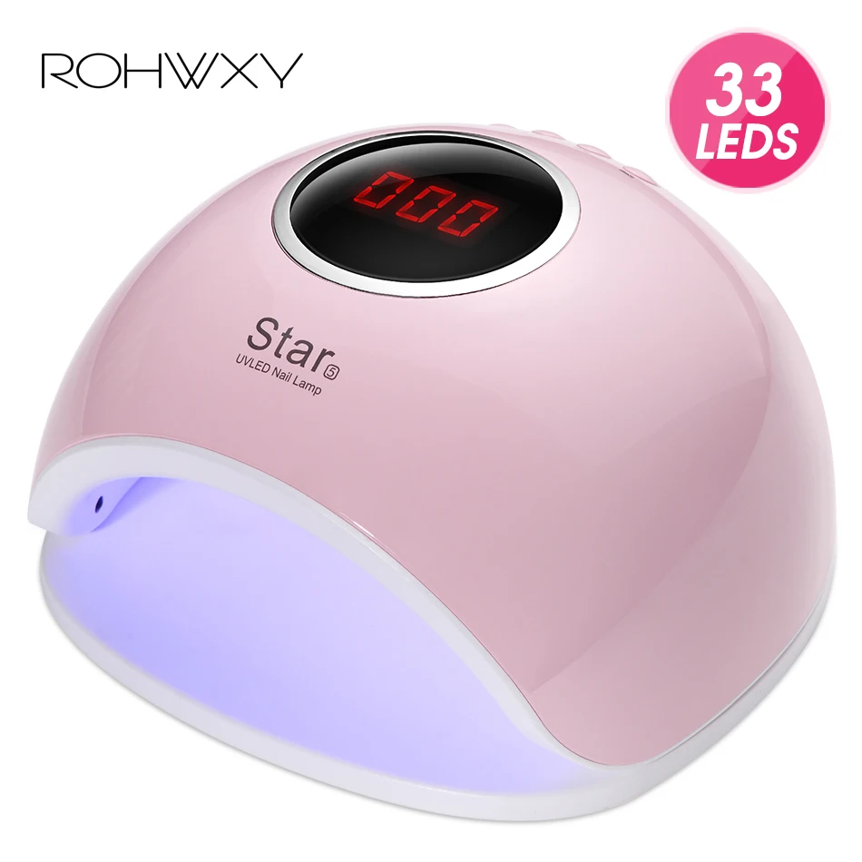 ROHWXY 66 Вт УФ светодиодная лампа для сушки ногтей для всех типов гелей-лаков с нижней частью 10 s/30 s/60 s/таймер ЖК-лед лампа для ногтей автоматическое распознавание