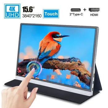 

15.6 Inch Touchscreen UHD 4K IPS Thin Display HDR RGB 100% IPS Portable Monitor with Dual speakers for laptop phone computer NS