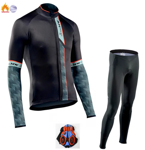 cycling jersey set 9 Northwave Pro Equipo De Ciclismo De Invierno Ropa Transpirable Ropa De Ciclismo Ropa Deportiva Al Aire Libre De Manga Larga MTB - Цвет: cycling jersey set 9