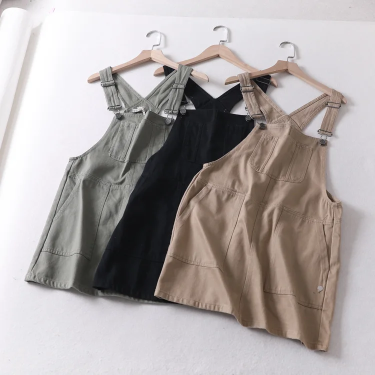 

One-Piece dai jun Green Loose Pants Suspender Pants Loose-Fit Jumpsuit/Suspender Skirt Women's Summer Back Entity