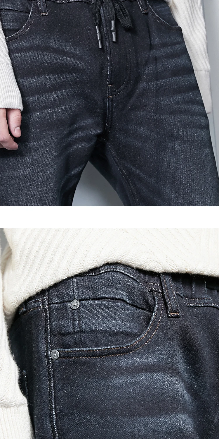 JackJones мужские зимние хлопковые Стрейчевые джинсы, теплые джинсовые штаны, мужская одежда 219332586