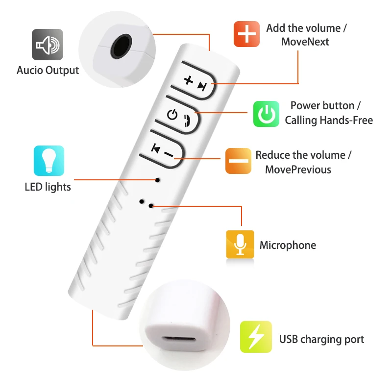 Bluetooth приемник 3,5 мм разъем Bluetooth аудио музыка беспроводной приемник адаптер автомобильный кабель для входа внешнего сигнала бесплатно для динамика наушников