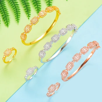 

SisCathy Trendy Fashion Jewelry Sets For Women Wedding Cubic Zircon CZ Saudi Arabia Bangle Ring aretes de mujer modernos 2019