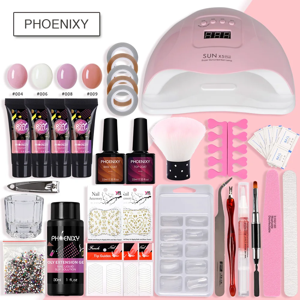Маникюрный набор 80 Вт светодиодный сушилка лампа для ногтей Гель-лак полигель быстрое наращивание ногтей набор для наращивания ногтей набор гель-лака Инструменты Набор для ногтей