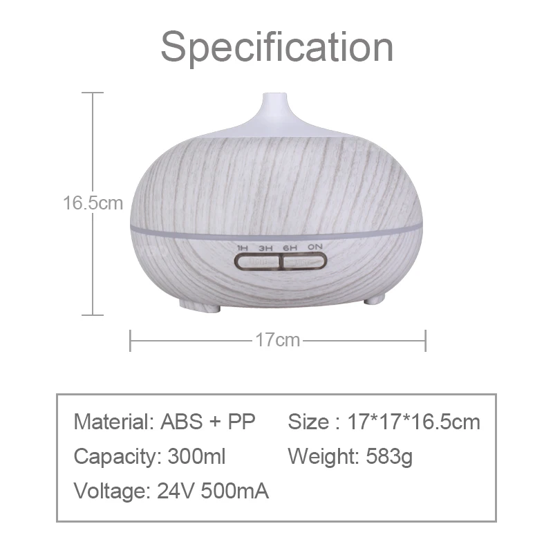 300 мл увлажнитель воздуха туман распространения рабочего стола белое дерево зерна пульт дистанционного управления аромат диффузор