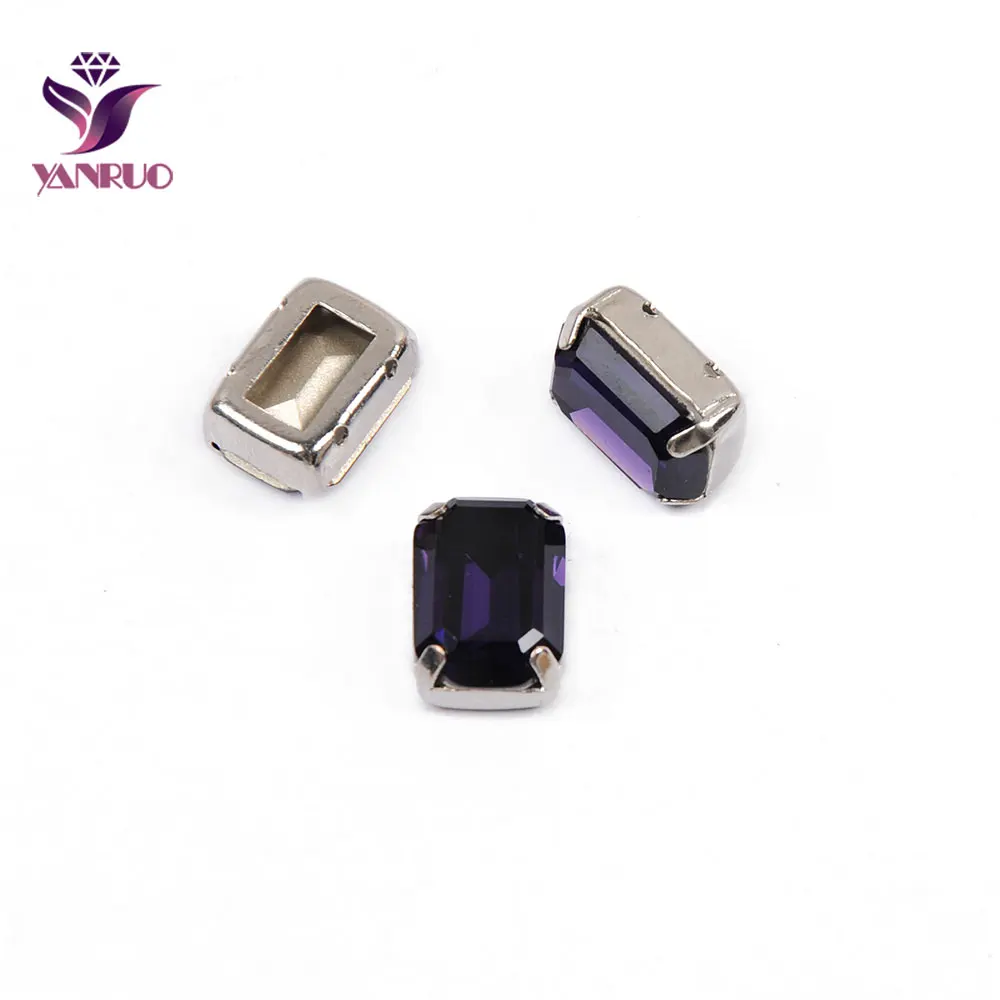YANRUO 4610 Восьмиугольные Швейные Стразы Хрустальные стеклянные камни заостренные сзади пришитые стразы аппликации для платьев - Цвет: Purple Velvet