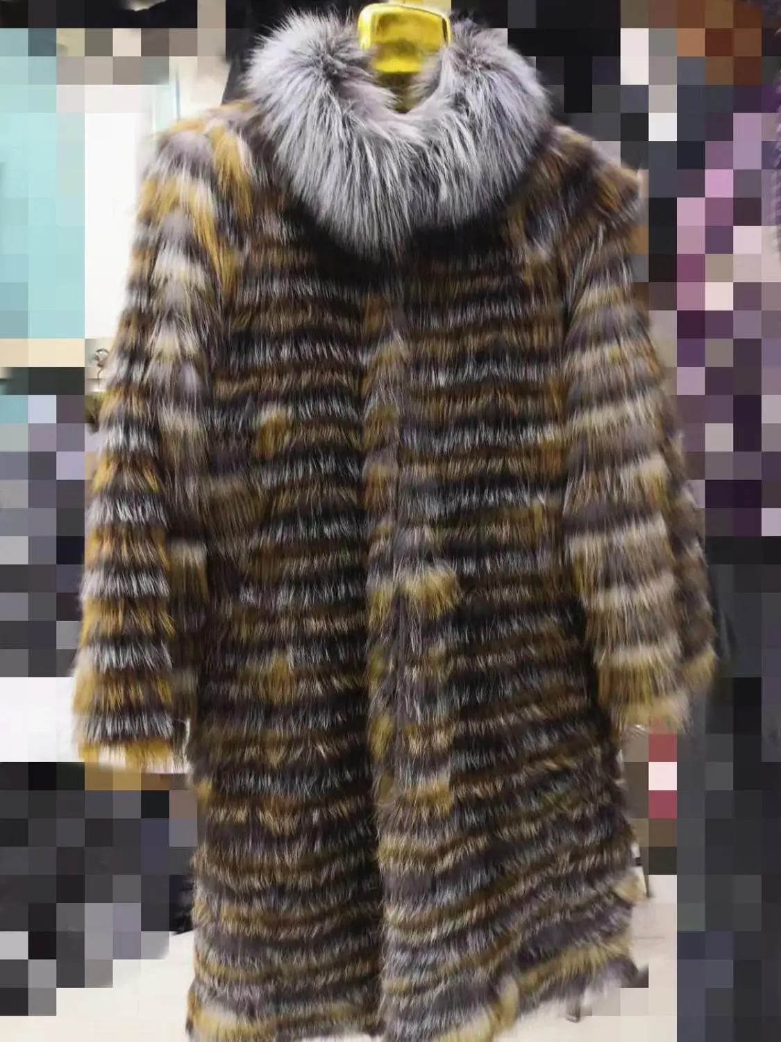 

Real silver fox fur coat natural fox fur coat women fur coat fox Wool knit liner,stylish stand collar 2019
