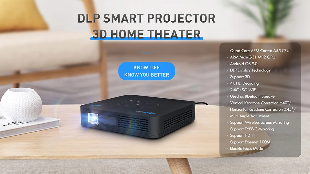 hd projector Smartldea P15 DLP 4K 3D Projector Android9.0 4G 32G high brightness daytime Beamer Zoom 5G Wifi BT airplay video game Proyector yaber projector