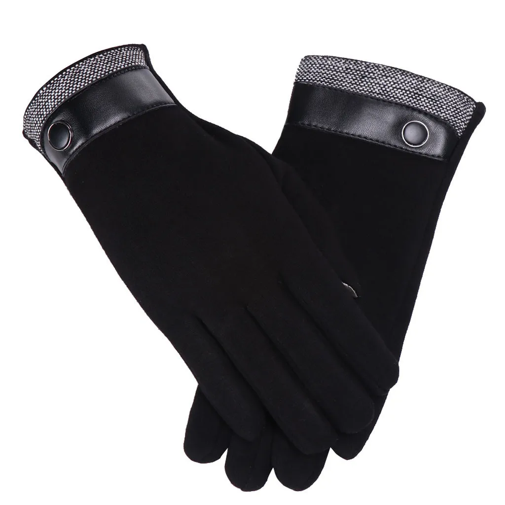 Black Windstopers Handschoenen унисекс Зимние теплые мужские теплые флисовые утепленные варежки мотоциклетные перчатки на полный палец W1220 - Цвет: Black