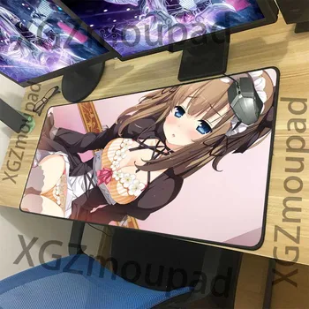 

XGZ Large Mouse Pad Black Lock Edge Sexy Uniform Temptation HD Anime Office Computer Desk Mat Speed Non-slip Custom Carpet Xxl