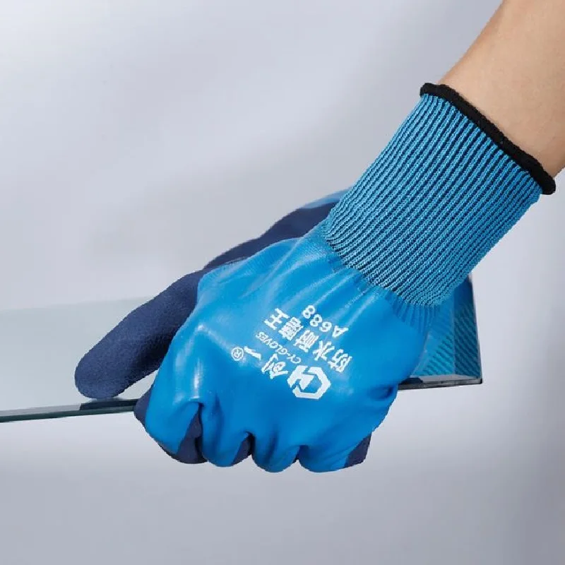 Водонепроницаемые рабочие перчатки Прорезиненные нескользящие износостойкие ладони механическое обслуживание на открытом воздухе