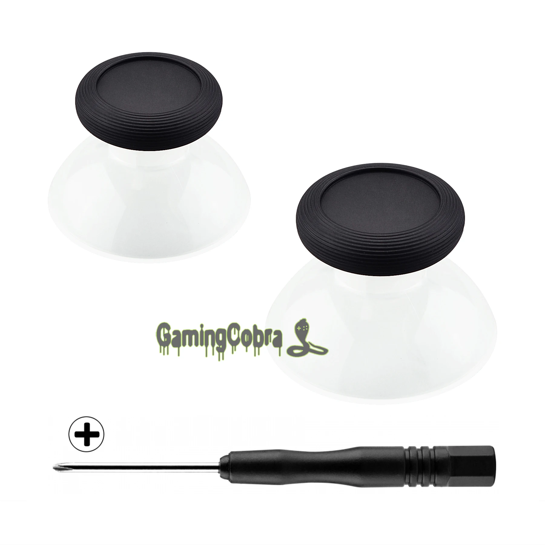 

eXtremeRate Black & Transparent Replacement 3D Joystick Thumbsticks Analog Thumb Sticks with Tools for NS Switch Pro Controller