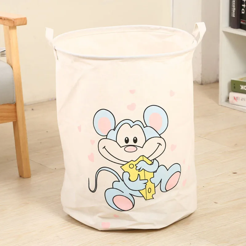 Cute mouse С милым принтом хранение белья сумка, хлопковая льняная корзина для грязной одежды Костюмы детская игрушка для хранения всякой всячины ведро Домашний Органайзер - Цвет: Cute mouse