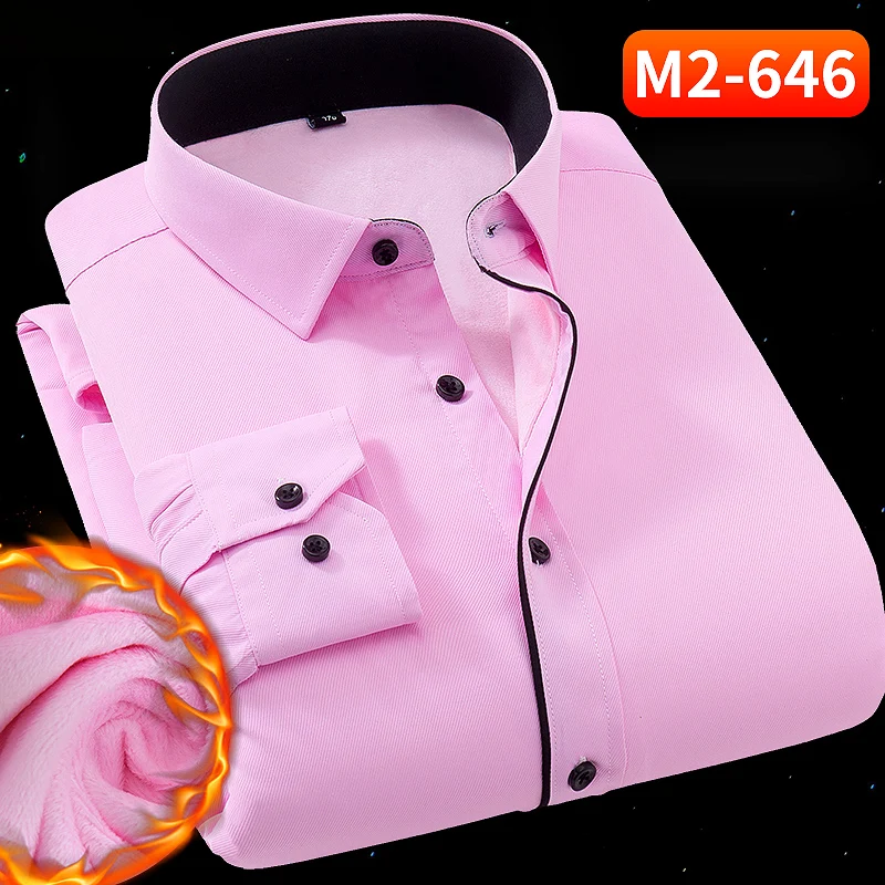 Рубашки мужские теплые зимние горячие продажи плюс бархатная рубашка мужские деловые рубашки корейский Тонкий сплошной цвет Большие размеры 8XL 7XL 6XL