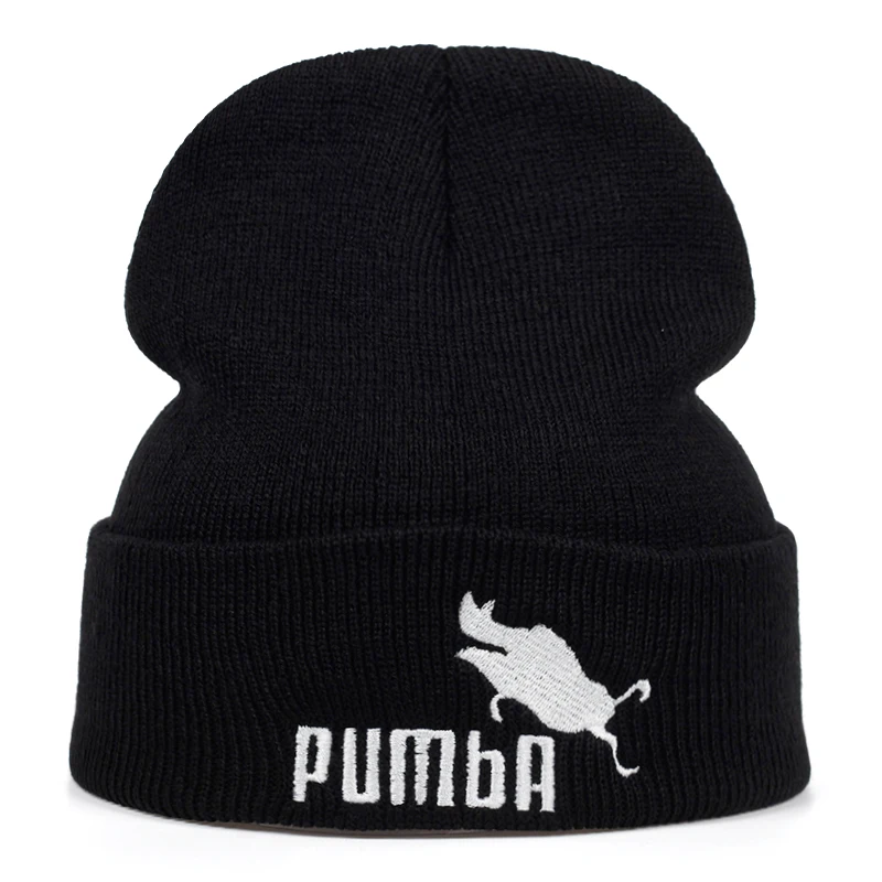 Веселый принт Pumba вязанная шапка с Вышивкой Модные Skullies теплые зимние шапки для женщин бини кепки homme Pumba Мужские Лыжные шапки muts