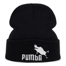 Веселый принт Pumba вязанная шапка с Вышивкой Модные Skullies теплые зимние шапки для женщин бини кепки homme Pumba Мужские Лыжные шапки muts
