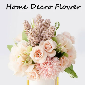 

13 Head Rose Pink Silk Peony Artificial Flowers Bouquet High Quality Fake Flowers for Wedding Decoration Indoor Party Home Decor