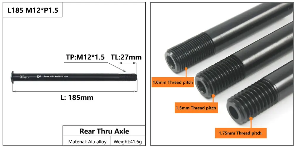 Description Picture 6 of itemBicycle Thru Axle Bike Quick Release Road Bike Hubs Tube Shaft Skewers Front Rear Axle 122/167/170/174/185mm M12 P1.75 P1.5 Axle