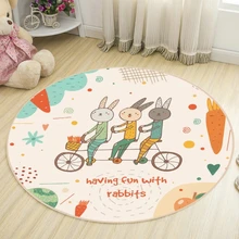 Скандинавские Мультяшные ковры для дома, гостиной, спальни, современный простой коврик для учебы, прикроватный декор, круглые Домашние коврики для детей, коврик для йоги