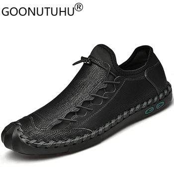 

2020 style fashion men's shoes casual leather loafers male classics black brown shoe man flats driving shoes for men size 38-48