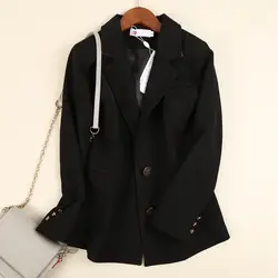 Высококачественный темпераментный женский пиджак костюм большой размер осенний однобортный черный Женский блейзер профессиональный