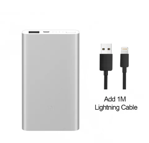 Xiao mi mi power Bank 5000 мАч портативное зарядное устройство тонкий 5000 мАч Внешний аккумулятор для iPhone samsung huawei - Цвет: Add Lightning Cable