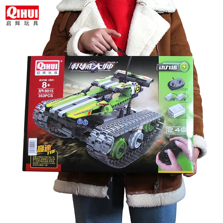 

Assembled Building Blocks Modified Car QIHUI 2.4G Electric Remote Control Car Children'S Educational DIY Toy 8015