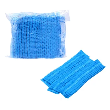 

100PCS Disposable Hat Elastic Band Cap Supplies Tattooed Reticulated Blue Caps Cosmetic Disposable Hat for Women Home