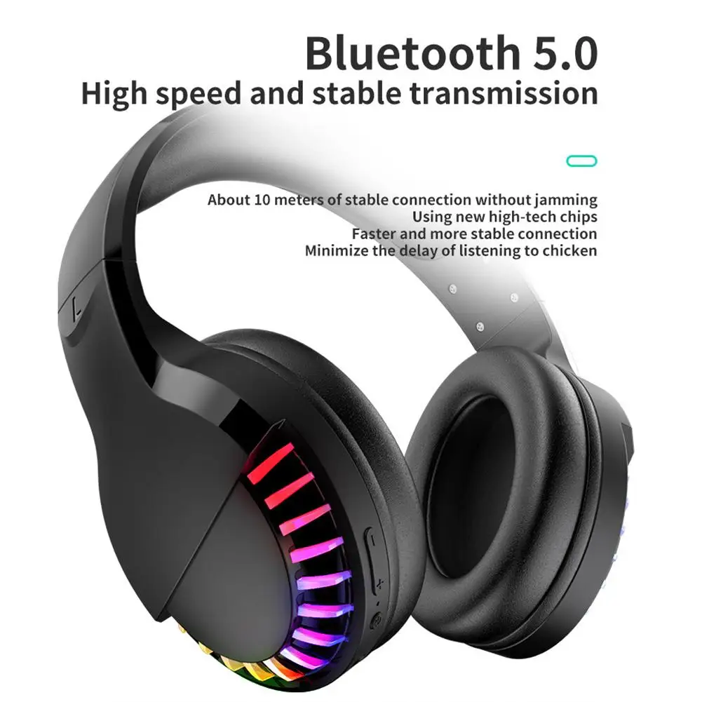 SH33 Bluetooth 5 0 Dual Modes RGB Light Headset Stereo Bass Gaming Headphones