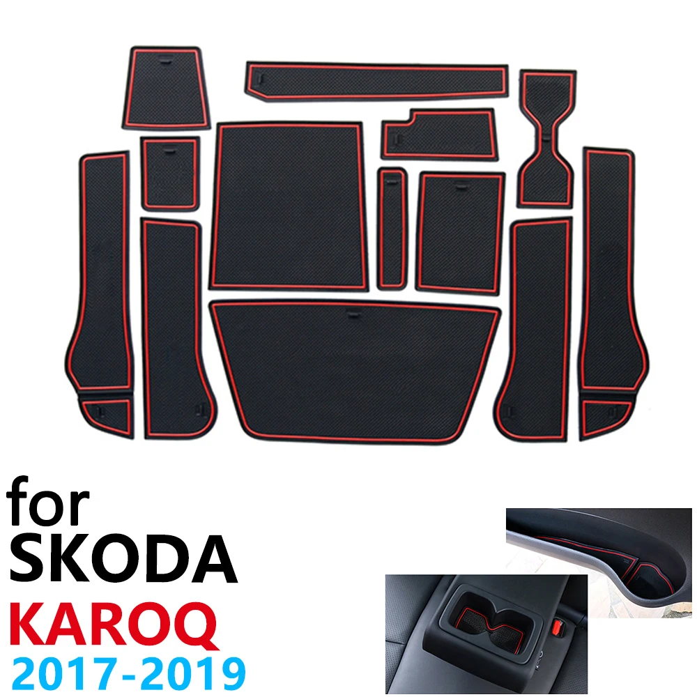 Противоскользящий резиновый коврик с подушкой для двери Skoda Karoq 13 шт. аксессуары наклейки для автомобиля коврик для телефона