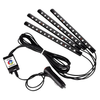

Car LED Strip Lights 4X 48 LED Car Interior Atmosphere Neon Light Strip Music Bluetooth Phone Control