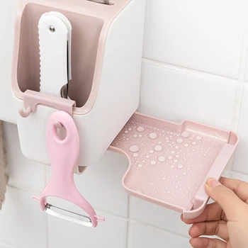 

Wall Mount Kitchen Spoon Chopsticks Storage Rack Multifunction Kitchen Cutlery Box Kitchen Storage Organization