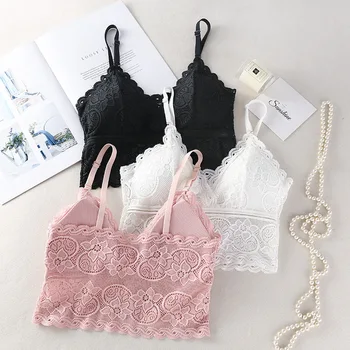 

Lace Brassiere Wireless Breathable Plus Pad Underwear Female Intimates Sexy Women Bra Deep V Backless Lingerie Bralette