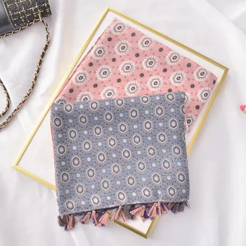 

шарф женский 2020 long pink print hijab scarf Luxury Brand Top Shawls Foulard Beach Tassel Wraps Floral Printing Hijab Scarf