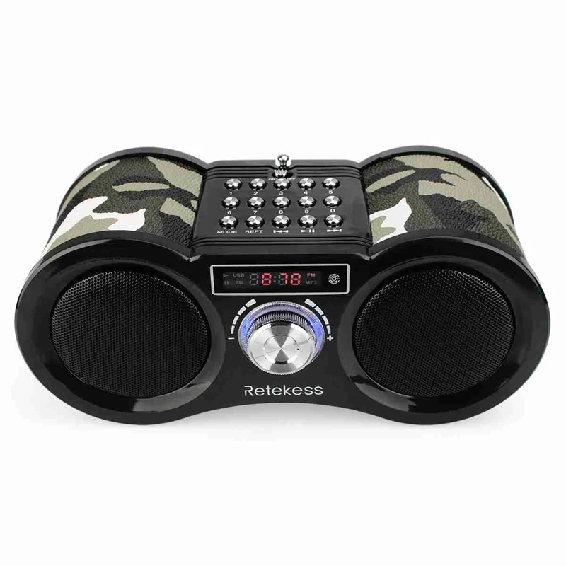 

Retekess V113 Fm Radio Stereo Digital Radio Receiver Speaker Usb Disk Tf Card Mp3 Music Player Camouflage + Remote Control